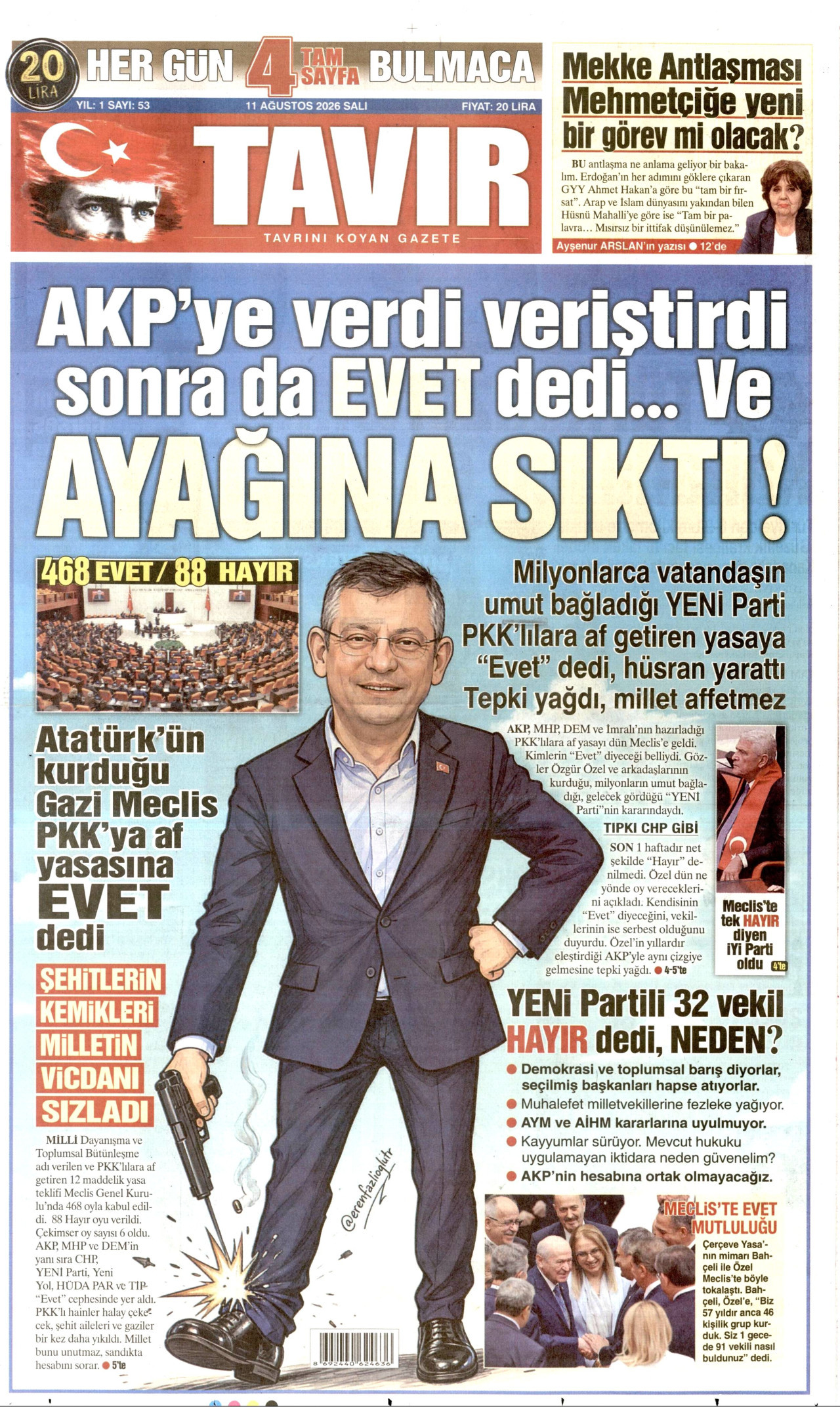 Tavır Gazetesi Gazetesi Manşeti - 11.08.2026