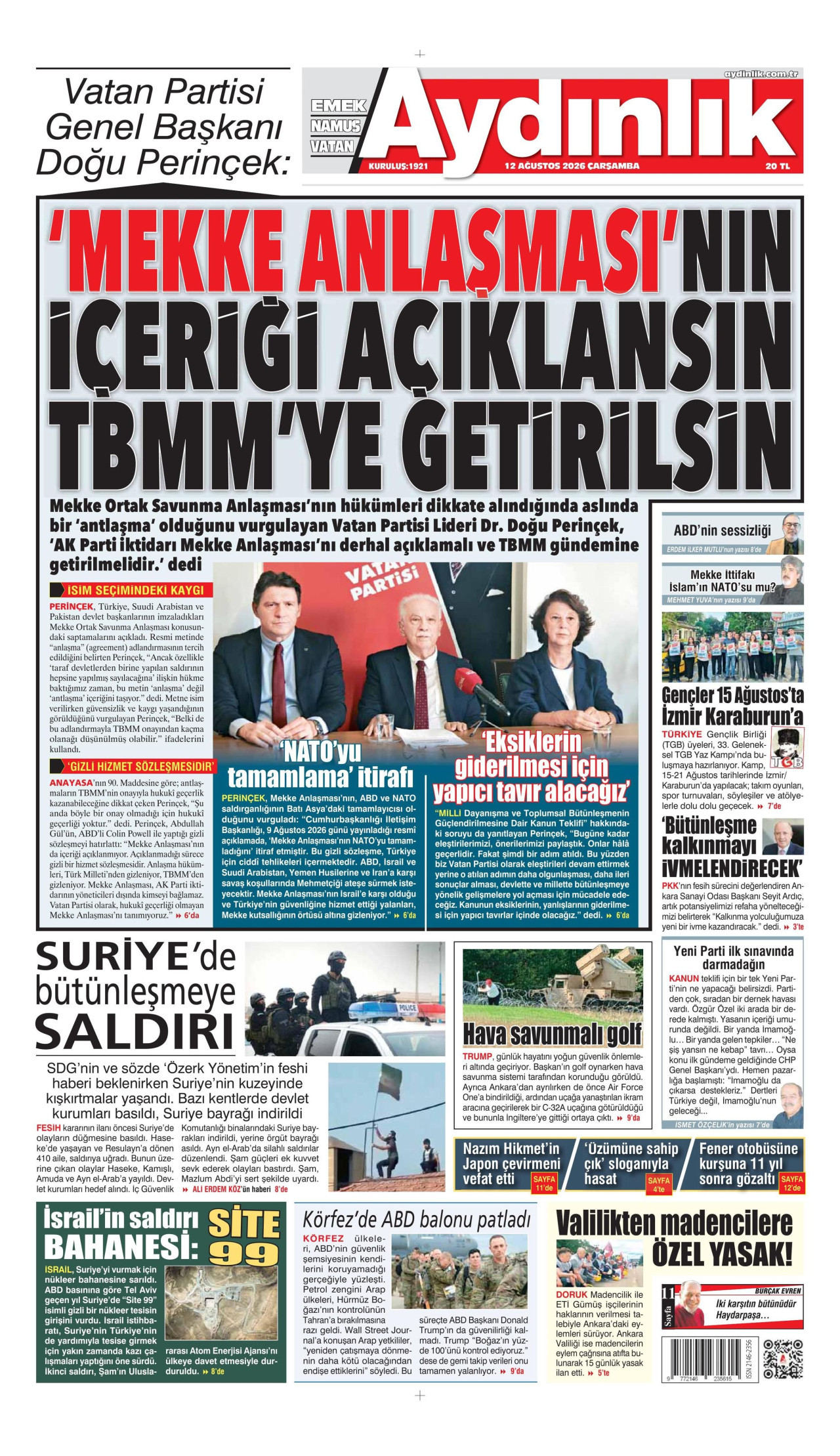 Aydınlık Gazetesi Manşet