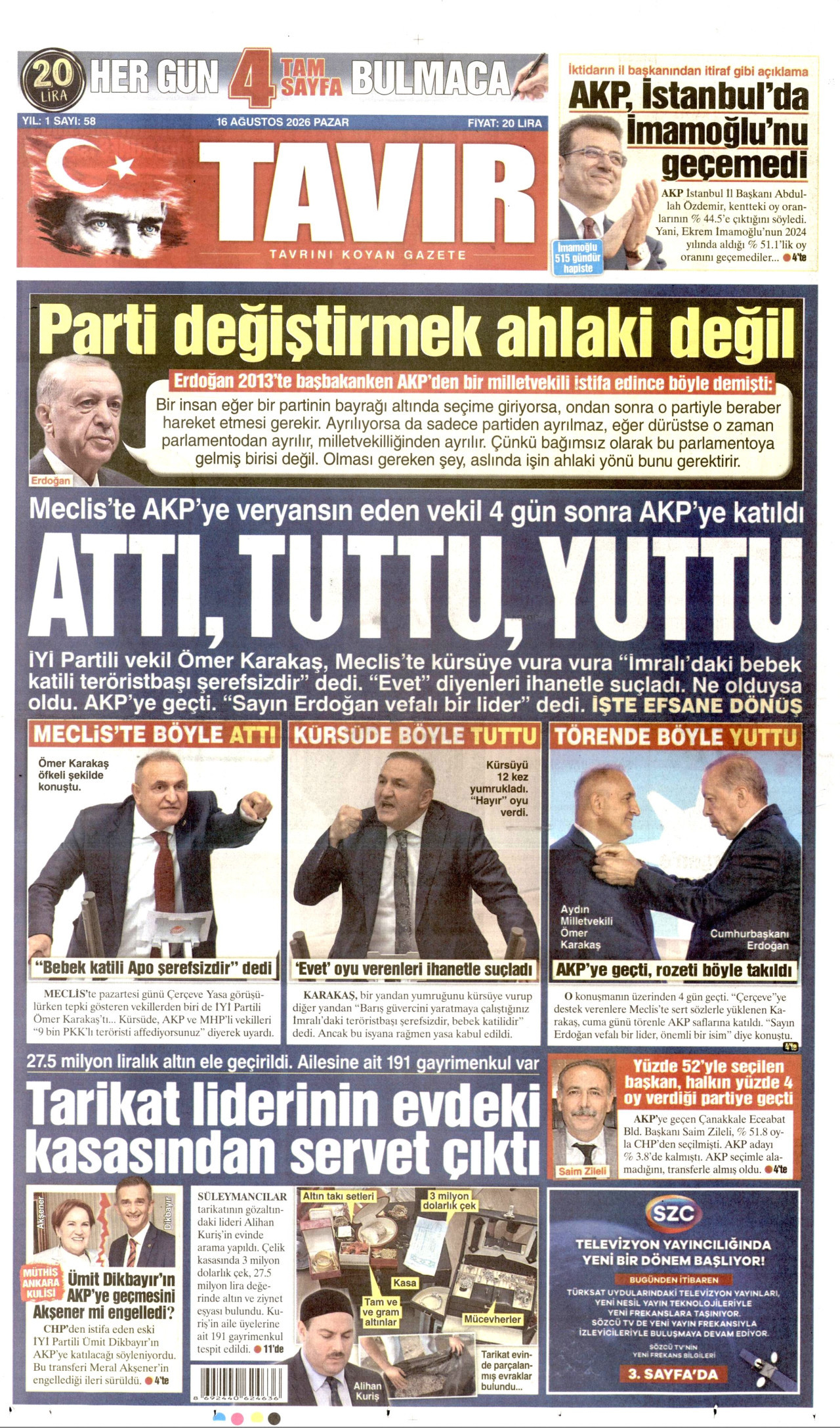 Tavır Gazetesi Manşet