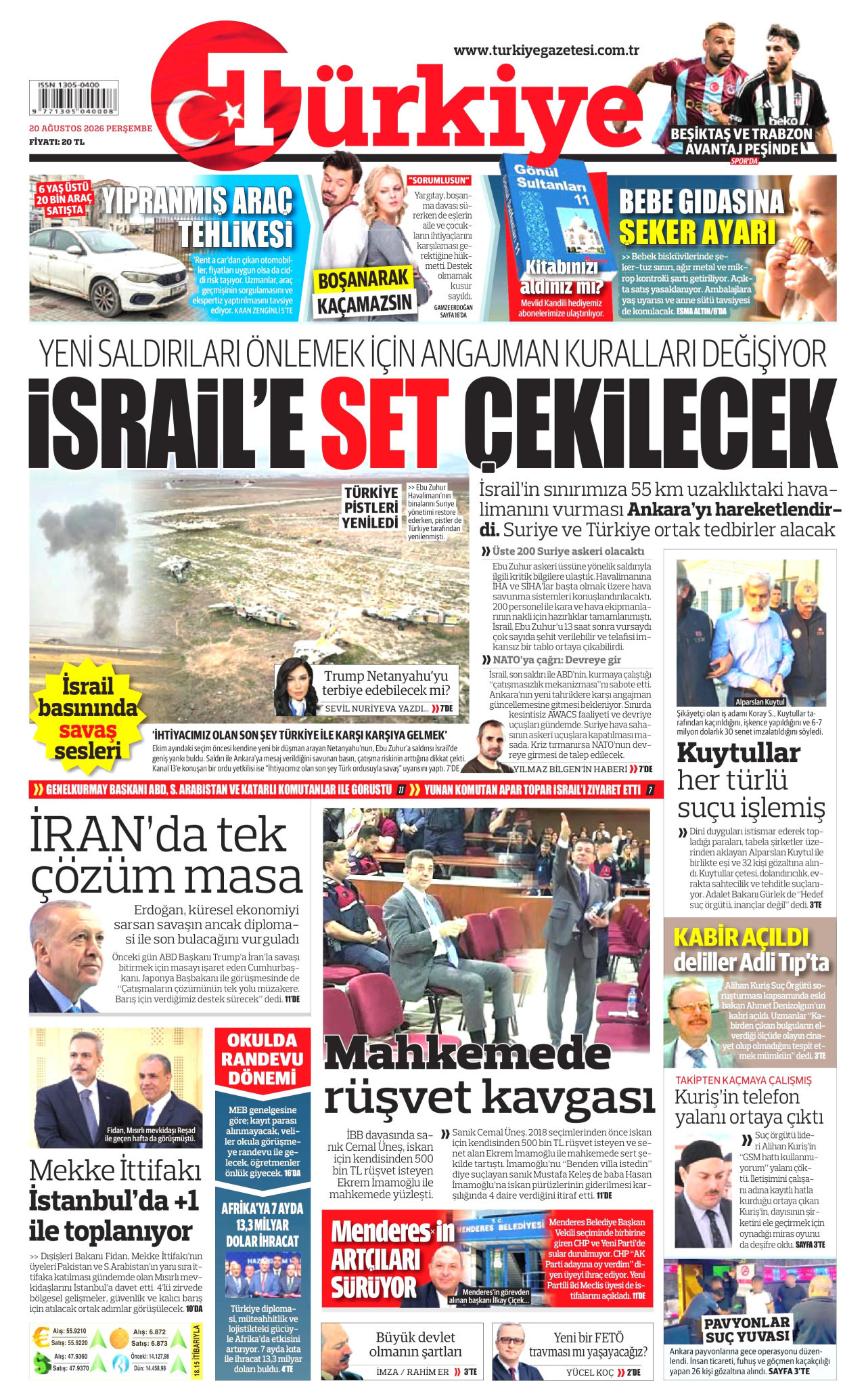 Türkiye Gazetesi Gazetesi Manşeti - 20.08.2026
