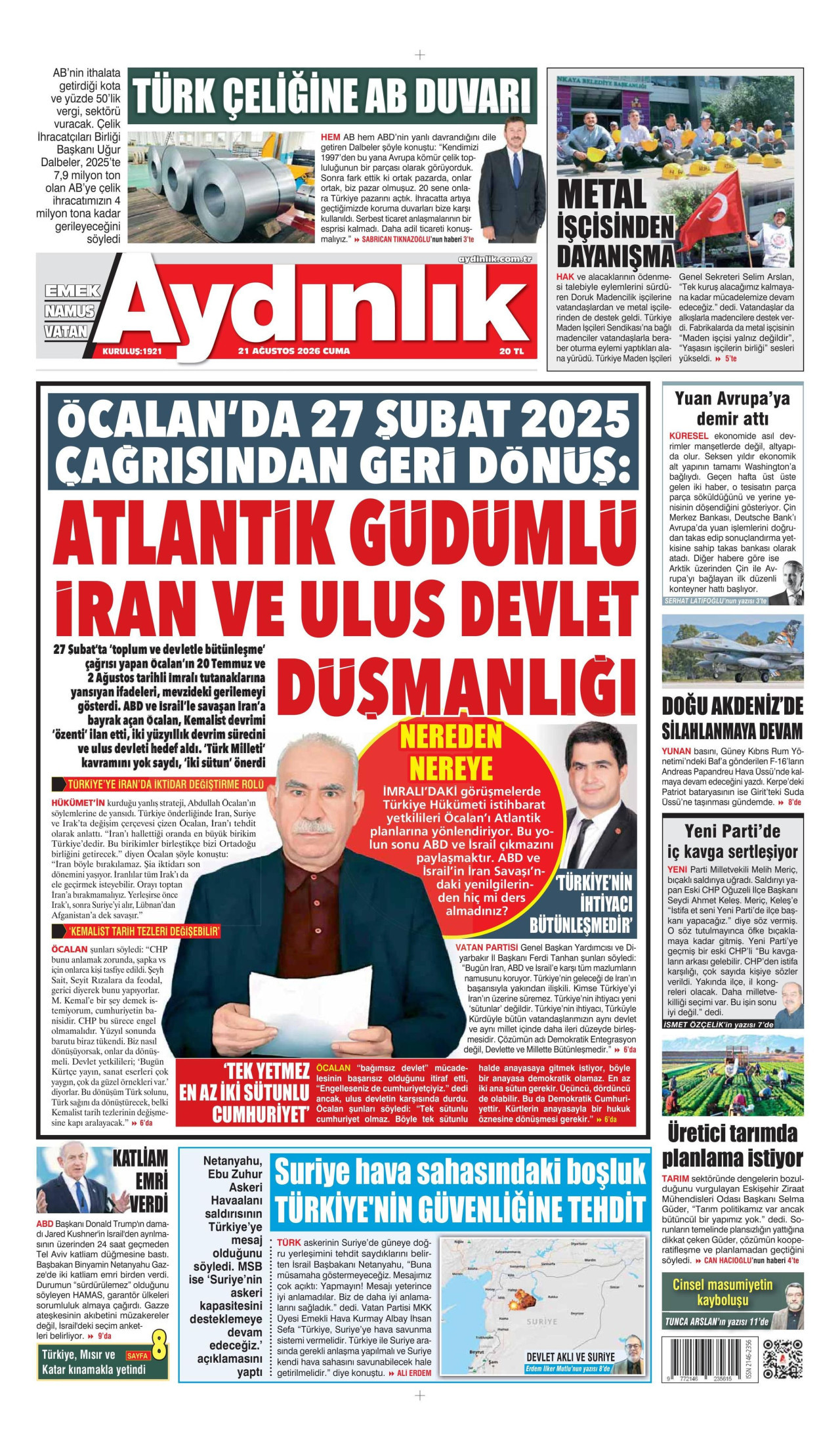 Aydınlık Gazetesi Manşet