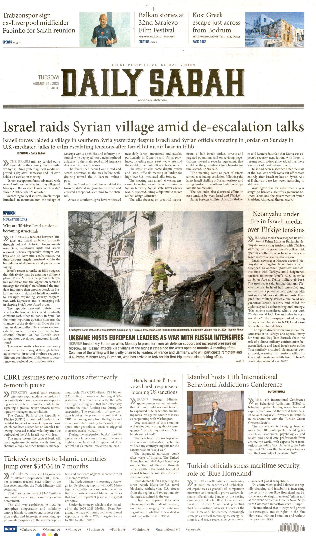 Daily Sabah Gazetesi Manşeti - 25.08.2026