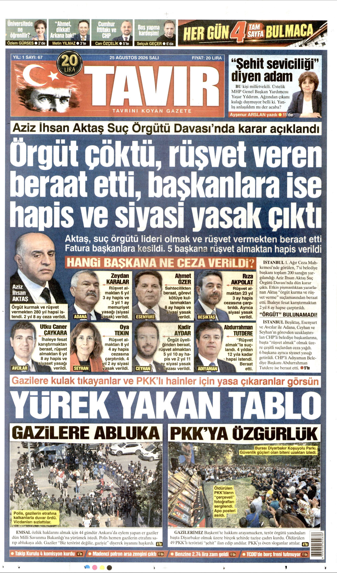 Tavır Gazetesi Gazetesi Manşeti - 25 Ağustos 2026 Birinci Sayfa