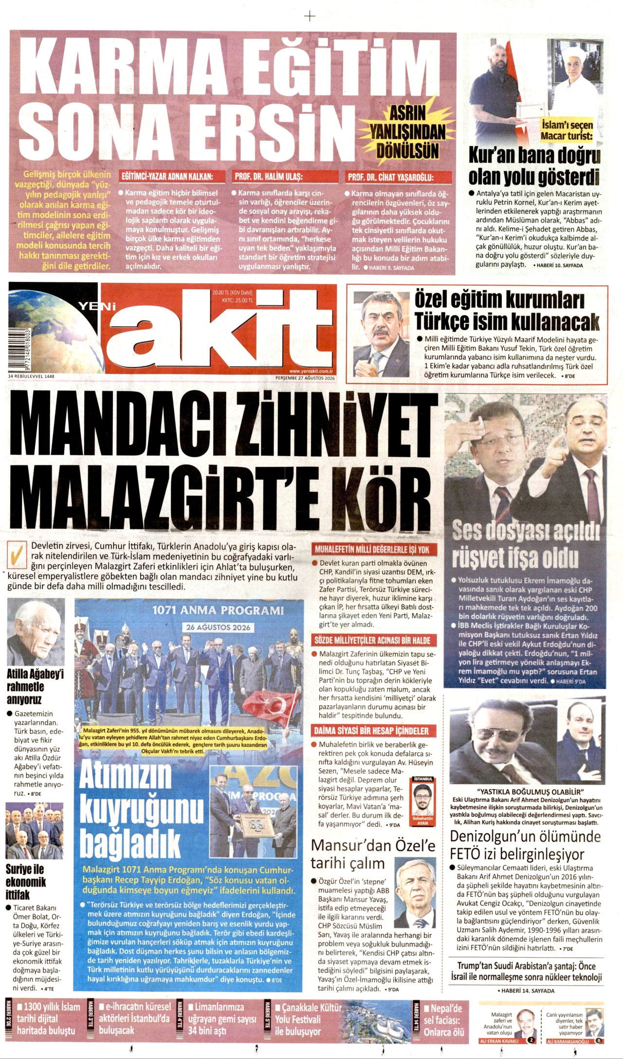 Yeni Akit Manşet