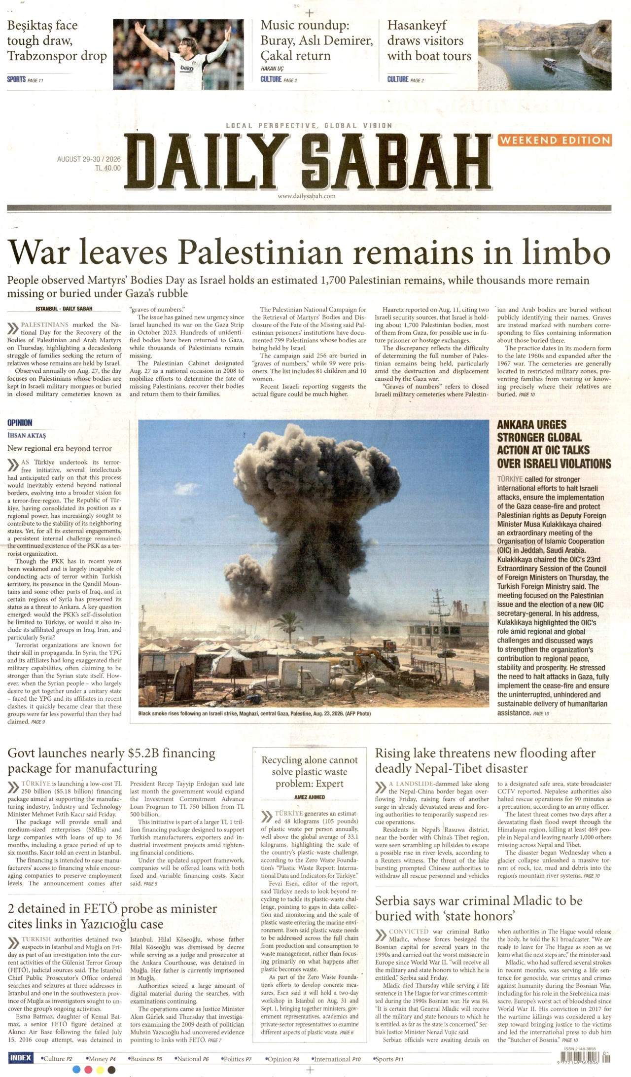 Daily Sabah Gazetesi Manşeti - 29.08.2026