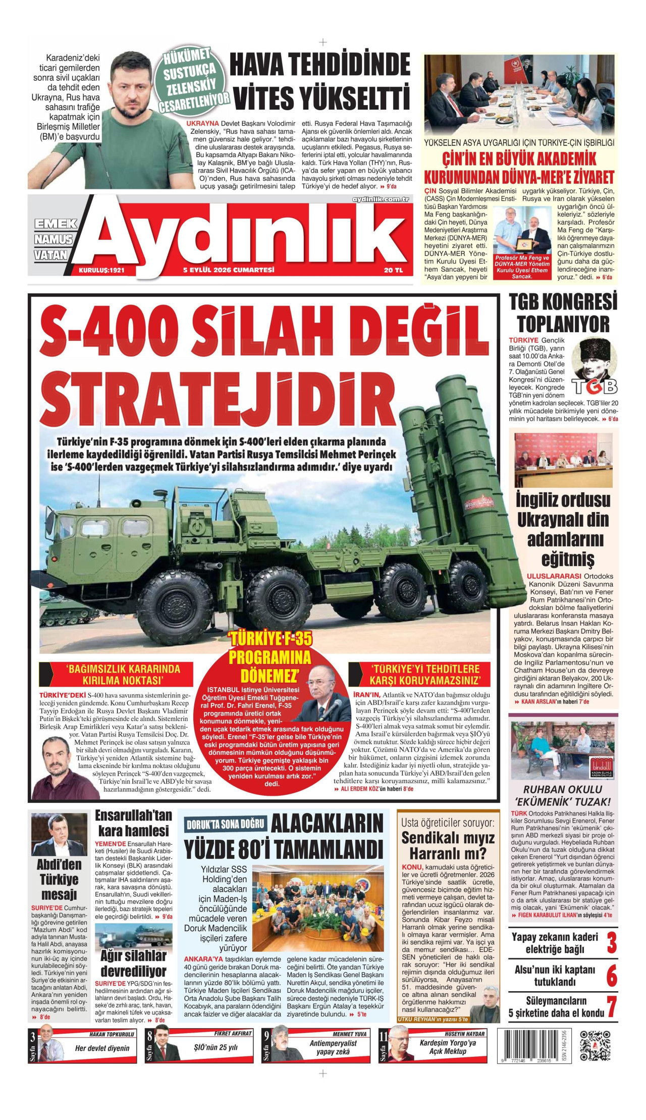 Aydınlık Gazetesi Manşet