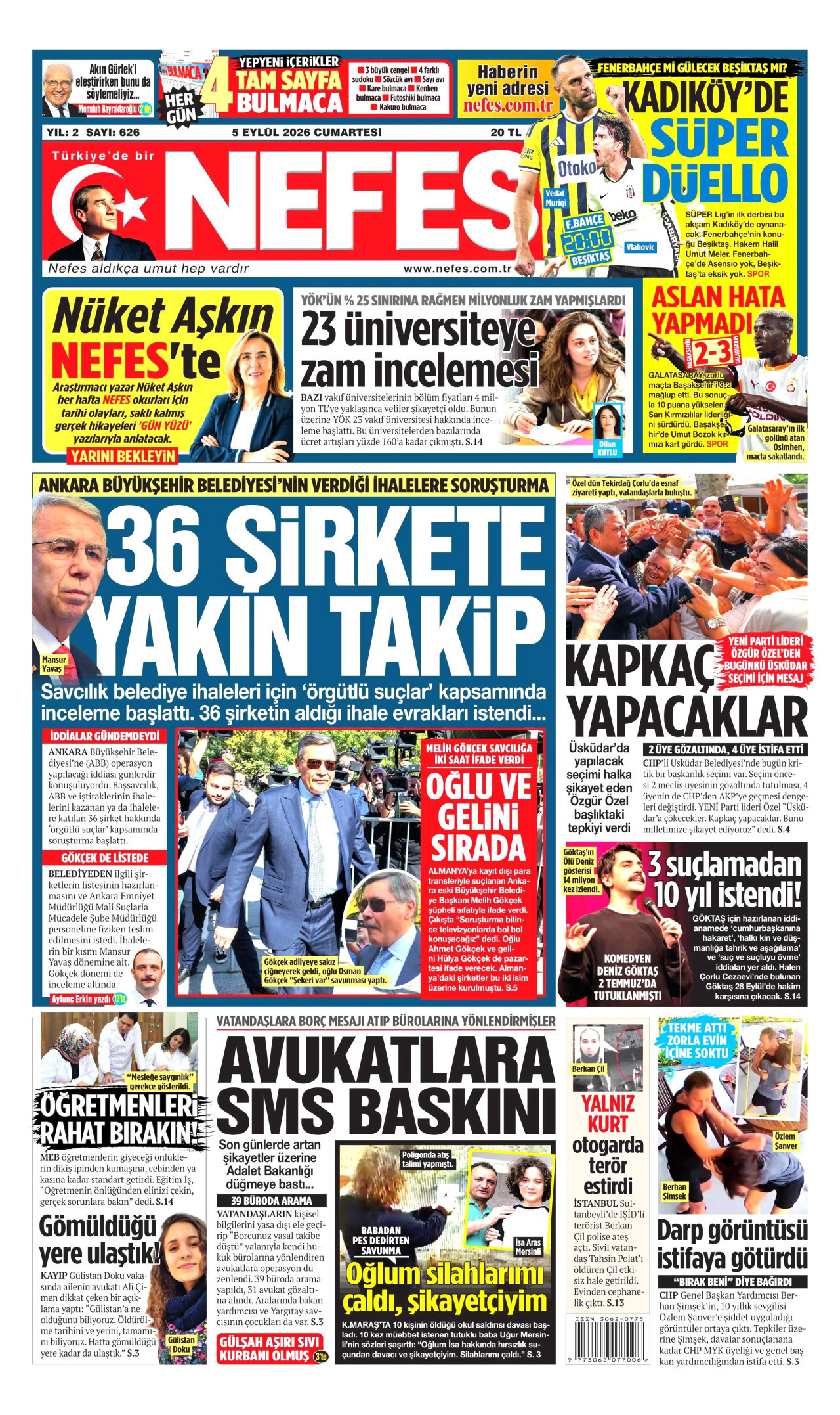 Nefes Gazetesi Manşeti - 5 Eylül 2026 Birinci Sayfa