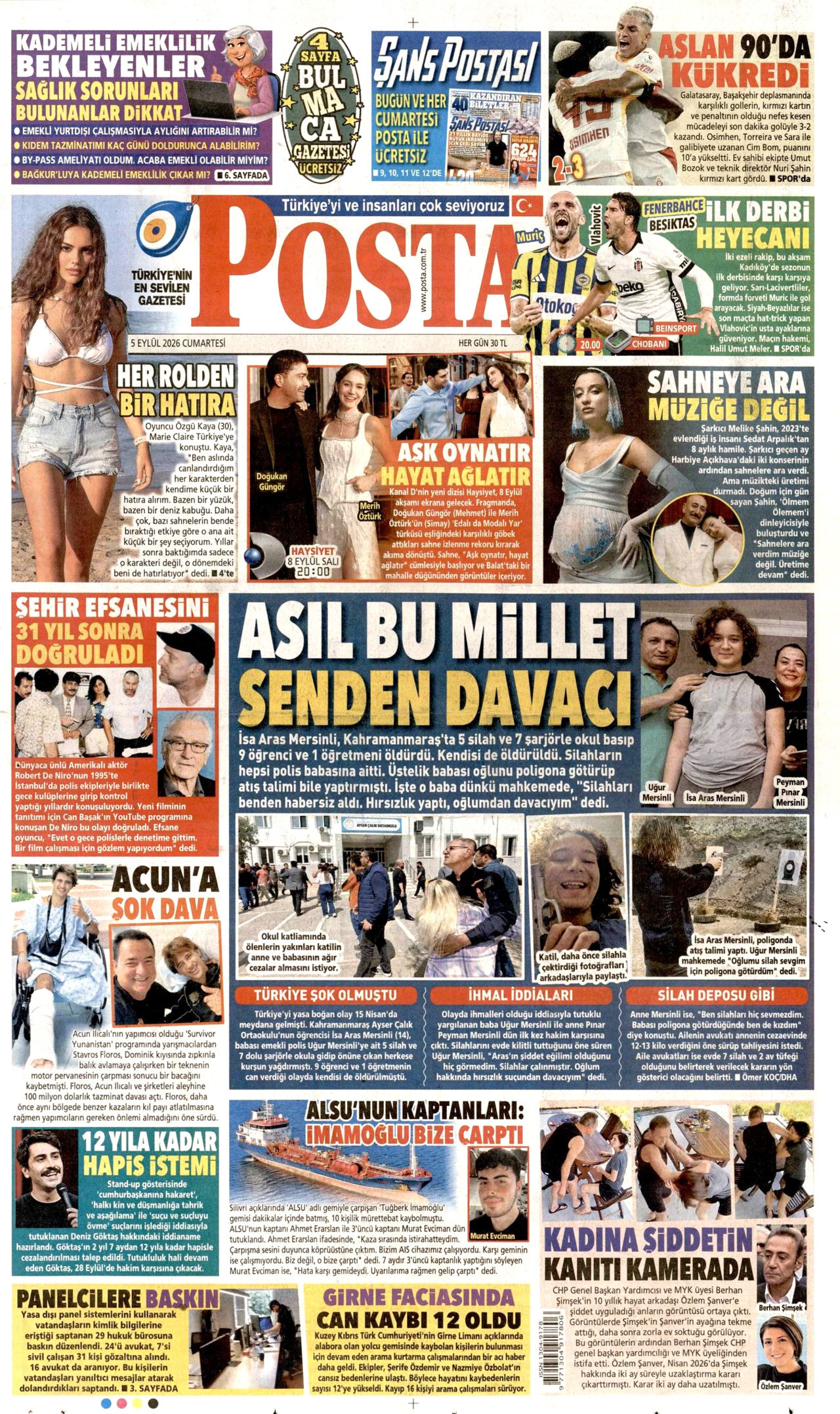 Posta Gazetesi Manşeti - 4 Eylül 2026 Birinci Sayfa