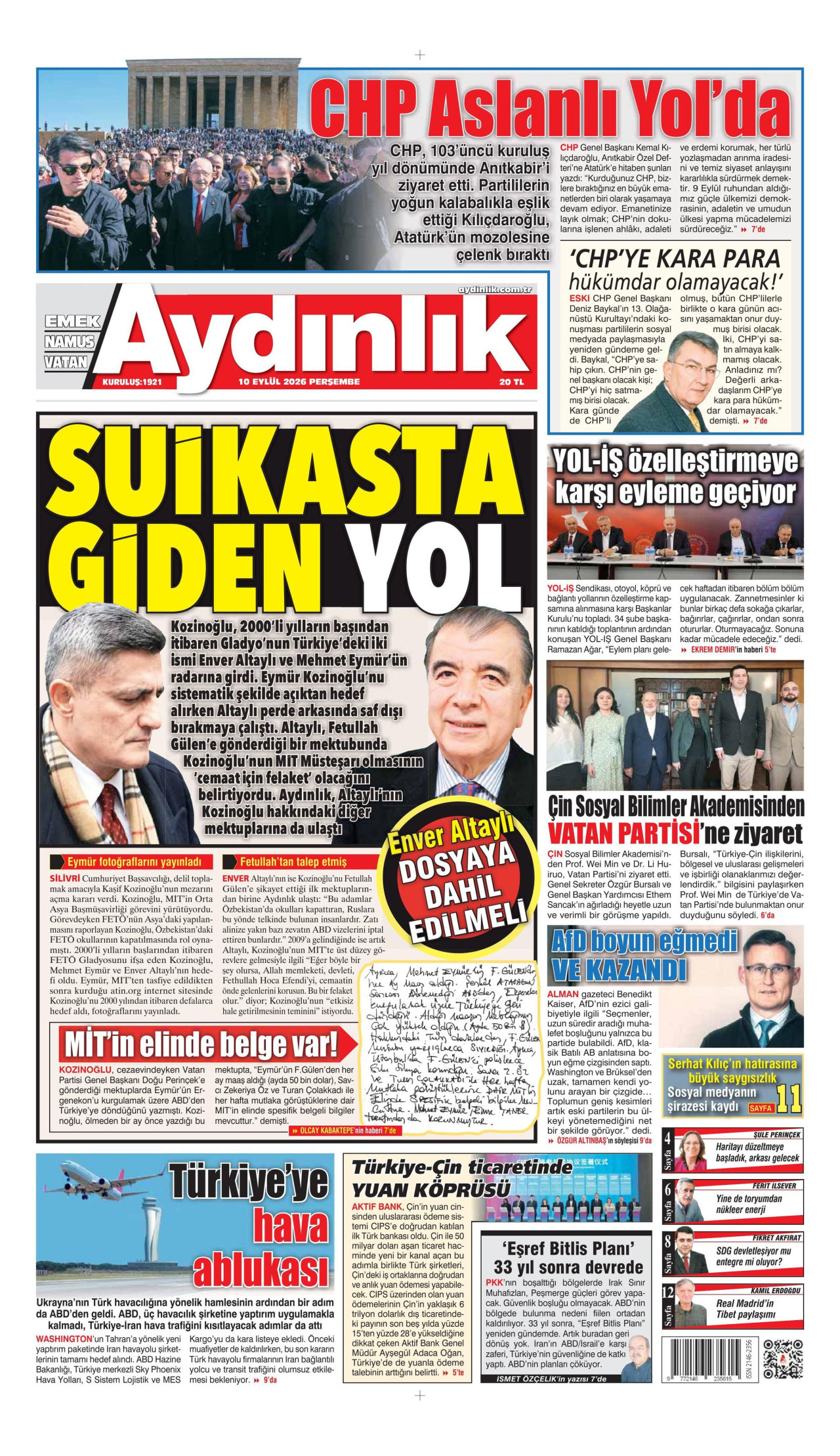 Aydınlık Gazetesi Manşet