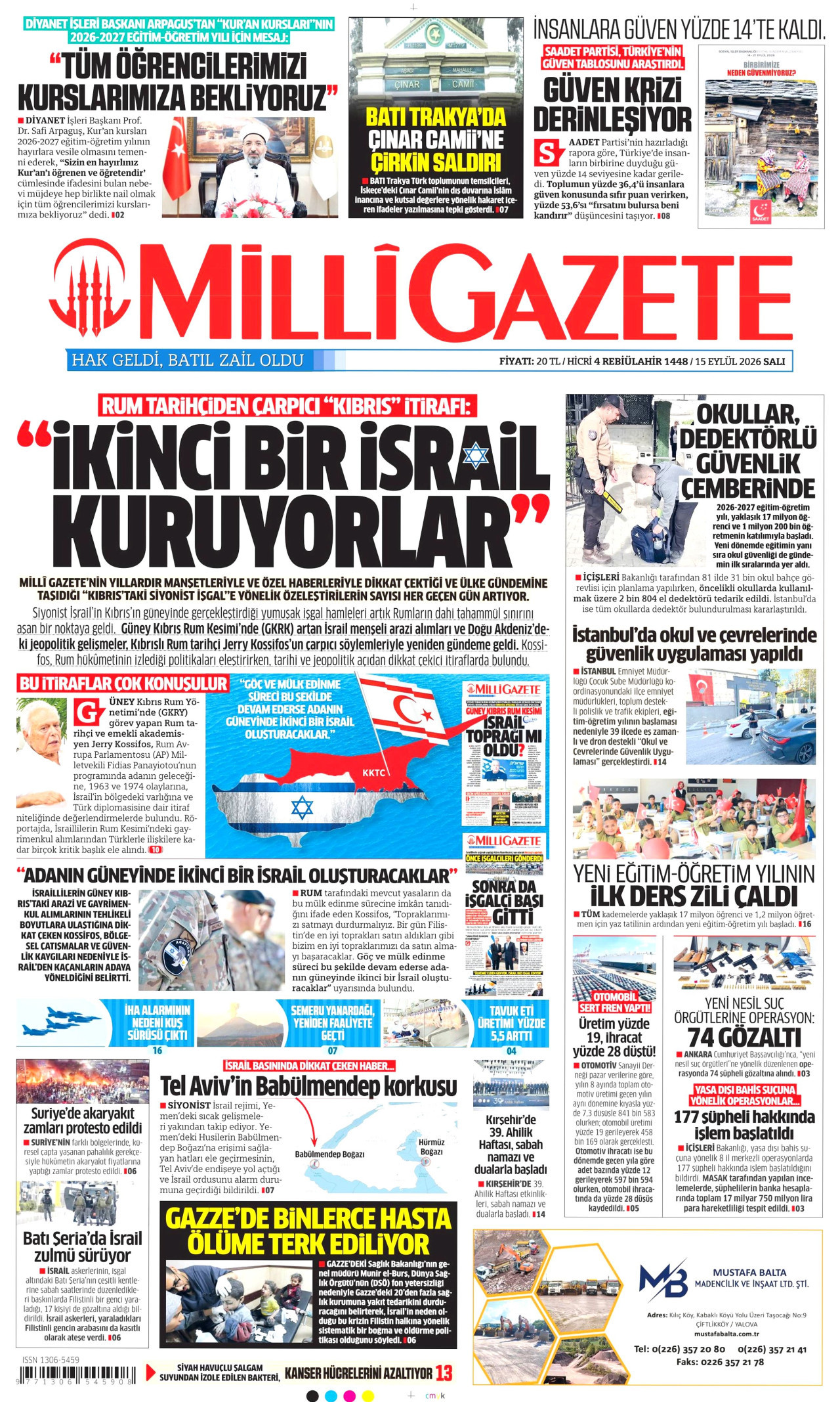 Milli Gazete Manşet