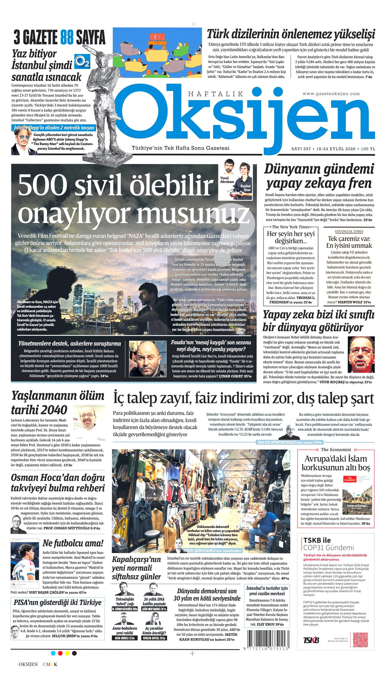 Oksijen Gazetesi Manşeti - 18 Eylül 2026 Birinci Sayfa