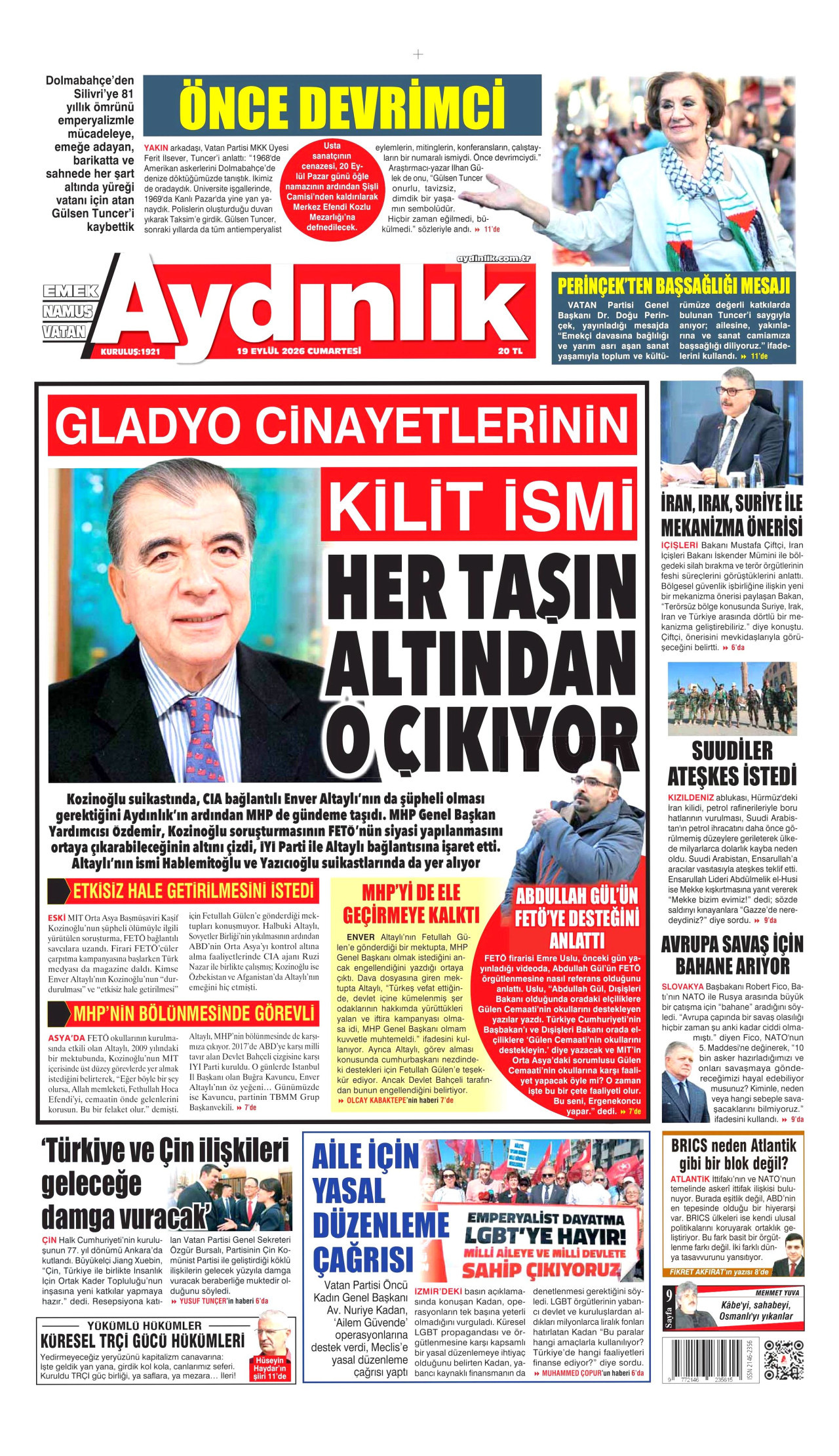 Aydınlık Gazetesi Manşet